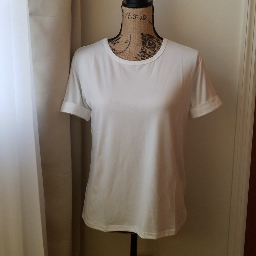 White Rolled Sleeve Basic Tee - Picture 3 of 3